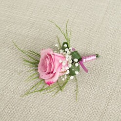 PURPLE ROSE GROOM BUTTONHOLE